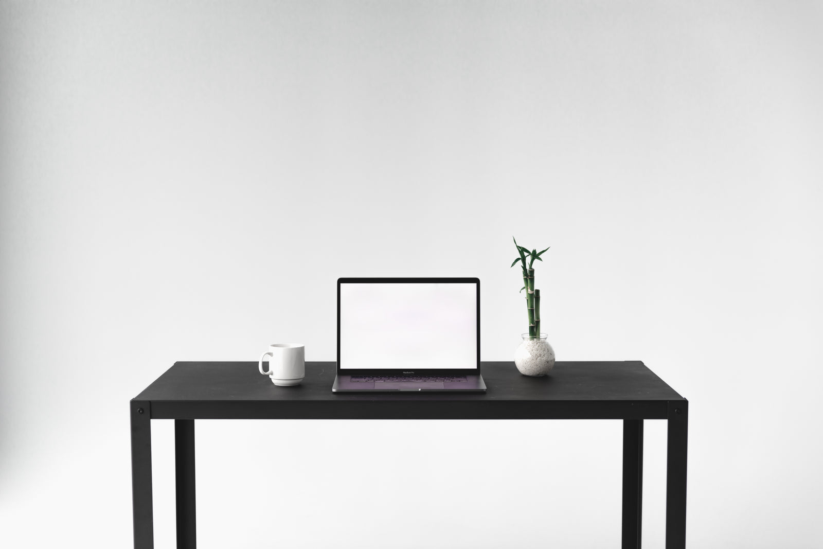 Front Facing View Of Minimal Desk Setup